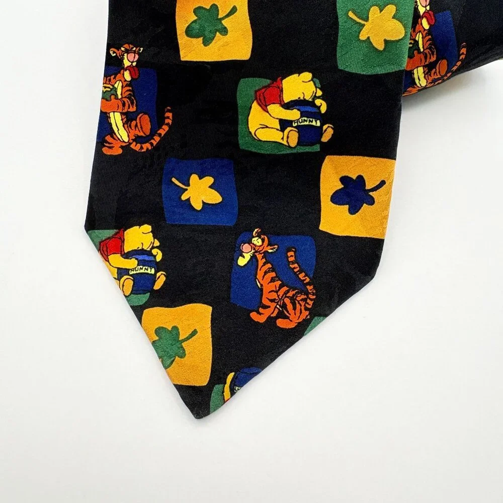 Vintage Disney Winnie The Pooh & Tigger Neck Tie With Colorful Square Design - Picture 7 of 8